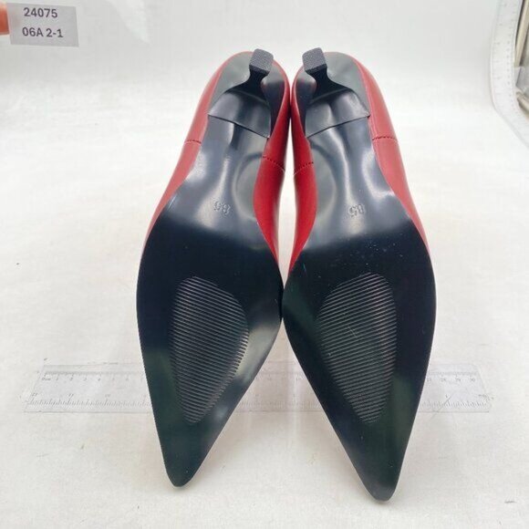 miss left Womens Basic Kitten Heeled Ankle Boot Closed Pointed Toe Low Heel Red - Picture 7 of 8